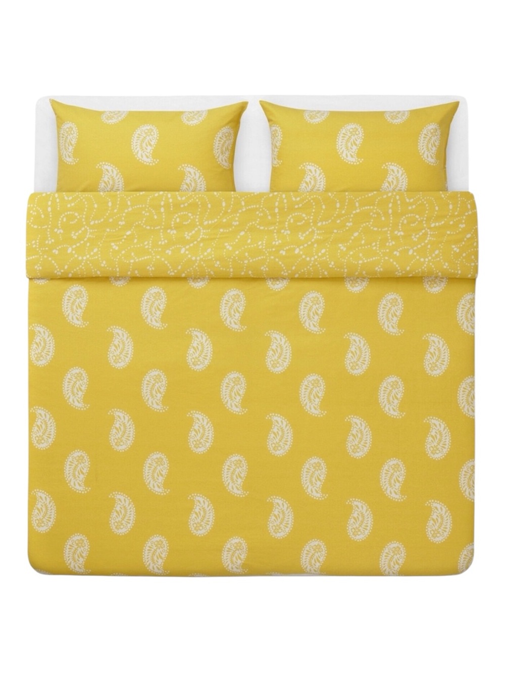 IKEA AROMATISK Duvet Cover w/ 2 Pillowcases Yellow, Full/Queen, paisley pattern